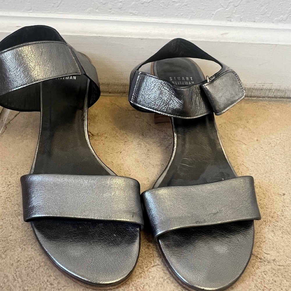 Stuart Weitzman Silver Minimalist Sandals